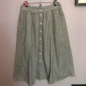Striped midi Madewell skirt button front